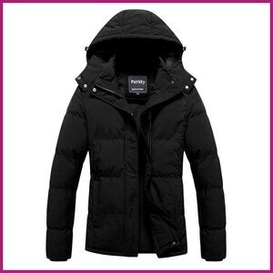 Waterproof Puffer Jacket with Removable Hood Slim Fit Winter Coat
